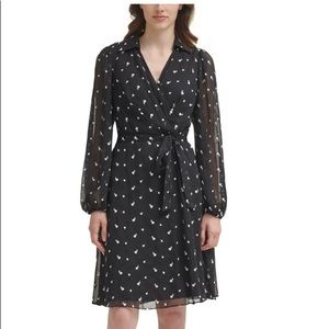 DKNY Black Floral Wrap Dress